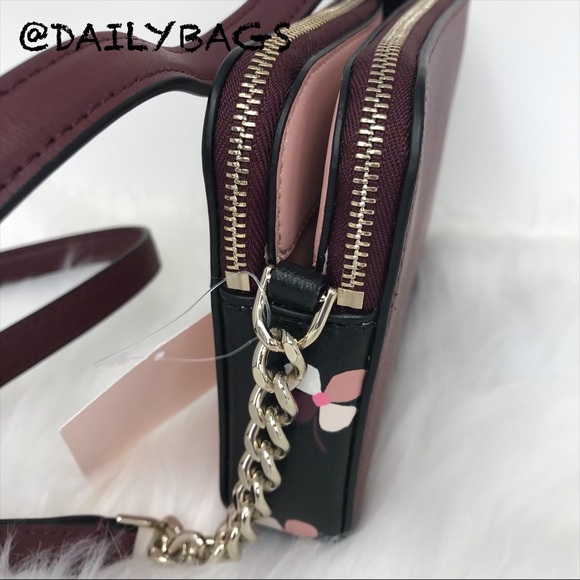 KATE SPADE DOG PUP DOUBLE ZIP CROSSBODY CHERRYWOOD - Picture 7 of 8